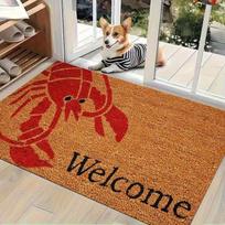 Coastal Lobster Printed Doormat Non-slip Entryway Floor Mat For Summer Nautical Style Home Front Door Indoor Outdoor Home Decor 40cm x 60cm gray
