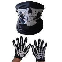 Helovino kaukolės veido kaukė ir skeletų vaiduoklių pirštinių rinkinys Šviečiantis tamsoje vakarėlio Cosplay kostiumas gray