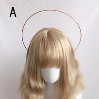 1 rinkinys Halo karūnos galvos apdangalo aksesuarai Galvos papuošalas Halo deivės galvos juosta KC galvos apdangalas Angelo plunksnų sparnai Gotikinė Lolita F beige