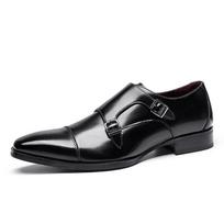 Vyriški oficialūs batai Natūrali oda Dviguba sagtelė Monk Strap Vyriški batai Gyvatės rašto Kepurėlės pirštas Klasikiniai itališki batai 6 juoda