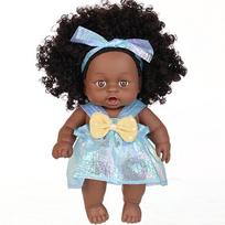 8 Inch Realistic African Baby Doll - 20cm Vinyl Reborn Doll, Cute Gift for Kids brown