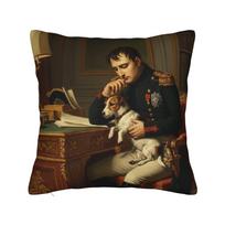 Napoleon Bonaparte Crossing the Alps Pillowcase Printed Polyester Cushion Cover Decor Art Throw Pillow Case Cover Seat Zipper 30cm x 30cm beige