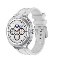 Prabangus guminis dirželis Samsung Galaxy Watch 8 Classic 46mm Silikoninė vyriška apyrankė Samsung Watch 8 40mm 44mm lenktu galu Galaxy 8 40mm 44mm sidabro baltos spalvos