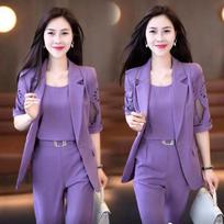 Women's New Fashion Summer Slimming Elegant Haran Pants Suit Set M fuksija