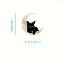 Black Cat Moon Metal Wall Art Indoor Outdoor Decor Sculpture TY3666 black
