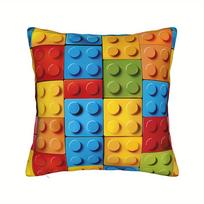 Vibrant Building Blocks Print Throw Pillowcases - Decorative Cushion Covers For Sofa Peach skin 18*18(CM)-1Pcs blue