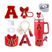 Red Cup Accessories Set for Stanley 30Oz 40Oz Tumbler With Handle Including Silicone Straw Topper Cover Cap and Bow Boot Spill red