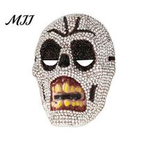 Comfortable Party Face Mask Halloween Skull Full Mask, Sparkly Rhinestone Masquerade Embellished for Party, Adjustable Strap Cosplay Prop Women black