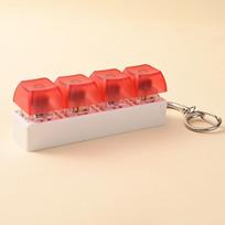 Macaron Color Keycap Button Keychain: Creative Mechanical Keyboard Fingertip Toy & Decompression Pendant. red