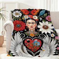 Frida Kahlo Pledas Lengvas 240g Flanelinis Antklodė Minkštas Odai draugiškas Vasaros Vėsinimui 75x100cm (30x40inch) gray