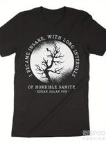Men's & Women's Black Gothic Edgar Allan Poe T-Shirt - Become Crazy Literary Hor 4XL white