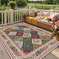 Bohemia Outdoor Patio Rugs Decoration Coffee Tables Ethnic Anti Slip Floor Mat Large Size Short Velvet Sofa Area Carpet Washable 60cm x 90cm white