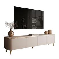 TV spintelė AVELINE200, kašmyro spalvos su LED ir auksinėmis kojelėmis