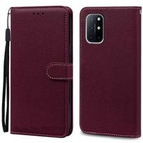 Oneplus 8T dėklas Odinis atverčiamas piniginės dėklas Oneplus 8T dėklui Stovas Knyga Fundas One plus 8T dėklui Coque Korpusas For Oneplus 8T vyno raudonos spalvos