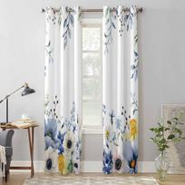 Spring Wildflower Tulip Flowers Leaves Window Curtains for Living Room Luxury Bedroom Curtain Kitchen Blinds Drapes Curtains 135W x 60H(cm) x1 white