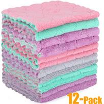 Microfiber Cleaning Cloth - 12 Pack Kitchen Towels - Double-Sided Microfiber Towel 12 Pack pink