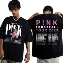 Dainininkė Pink P! Nk Trustfall Albumo Turo 2023 Marškinėliai Vyriški Moteriški Drabužiai Hip Hop Estetikos Marškinėliai Mada Marškinėlis#Spalva XXXXL juoda