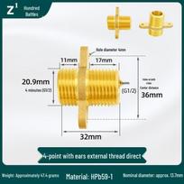 All-Copper 90-Degree Elbow Fitting with Fixing Base, 6-Point External to 4-Point Internal Thread Pipe for Exposed Wall Installation