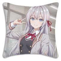 Anime Style School Theme Pillow Cover Vibrant Cartoon Character Print Polyester Cushion Case for Sofa Campus Style Anime Theme 45x45cm gray