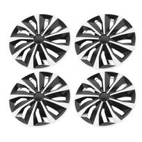 4 Pcs 16in Wheel Hub Cap Full Protection Stylish Look Universal Fit Snap On R16 Wheel Rim Cover Hubcaps black