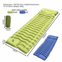 Portable Camping Inflatable Mattress Self-Inflating Inflatable  Sleeping Pad  Travel Hiking mėlyna/žalia