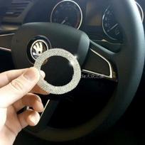 Diamond Car Steering Wheel Logo Emblem Crystal Bling Sticker Decals for Skoda Rapid Octavia Fabia Superb Kamiq Kodiaq Karoq Yeti kyvc74 Octavia 2014-2019 gray