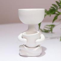 Humanoid Ceramic Flower Pot Creative Office Living Room Mini Humanoid Plants Vase Home Decor Crafts Gift white