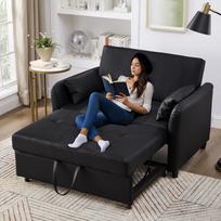 [With Sleep Function] Multifunctional, Two-Seater Pull-Out Sofa Bed, 3-Level Adjustable Backrest, Water-Repellent PU Material 122 x 83 x 82 cm