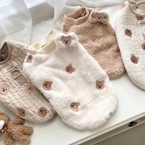 Pet Embroidered Cat Coat Teddy Bichon Autumn Small Puppy Clothes Autumn And Winter Clothing L back length 35cm (recommended 8-10 pounds) beige