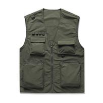 Men's Workwear Vest With Multiple Pockets, Loose Outdoor Fishing, Photographer's Camisole Jacket 2XL armijos žalia spalva