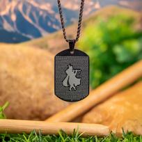 Mesmerize Hare Krishna MicroCarved Tag Necklace | Premium Stainless Steel | Anti-Tarnish, Water & Sweat Proof | Divine Spiritual Pendant for Men black