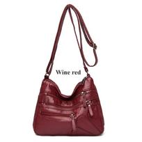 Women Fashion Multiple Pockets Soft Leather Single Shoulder Bag Crossbody Bag Handbags Messenger Bag kava