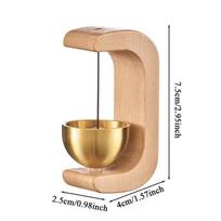 Doorbell Solid Wooden Magnetic Brass Wind Chimes Dopamine Style Meditation Bells for Bedroom Door Boho Zen Gift for Mindfulness beige