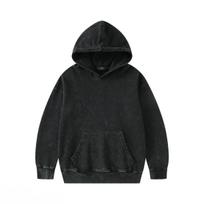 Vaikams Streetwear Madingi Šaunūs 350G Terry Medvilnės Vintage Užtrauktuku Gobtuvai Berniukams Mergaitėms Laisvalaikio Sportiniai Viršutiniai Drabužiai Vaikų Drabužiai 110cm juoda