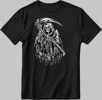 Grim Reaper Skeleton S.Sleeve White-Black Men/Women T Shirt K1013 M black