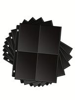 Four-pocket black card sleeve pages, 3-hole double-sided, fits for postcards, photo cards, etc black