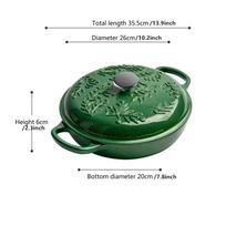 26cm Enameled Cast Iron Dutch Oven 2 Quart Enamel Coating Casserole Dish for Bread Baking Seafood Cooking Kitchen Braised Pot black