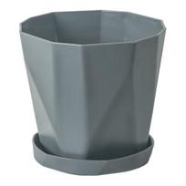 Plant Pot with Drainage Holes Decorative Planter with Matching Saucer Modern Flower Pot for Indoor Outdoor Use Pothos Aloe S tamsiai pilka spalva