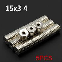 15x3-4mm Powerful with holes Neodymium Magnet N35 NdfeB Permanent Magnetic imanes Round Super Strong Fridge Magnets DIY