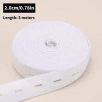 Black White Button Hole Elastic Belt Flat Band Adjustable Hole Elastic Rope Band 5M Garment Sewing Accessories