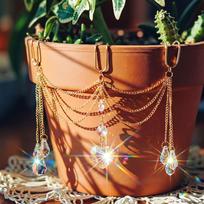 Crystal Suncatcher for Decorative Flower Pots, the Perfect Choice for Small Garden Decor, Rainbow Maker, Sun Catcher, an Ideal Holiday Gift brown