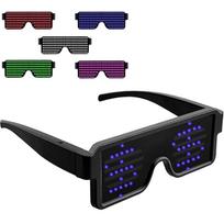 LED Glasses Light Up Dynamic Party Favor Glasses Festival Christmas USB Rechargeable LED Rave Glowing Flashing Glasses F black