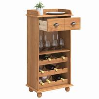 Wine Cabinet ASKIM Honey Wax Finish 57 x 37 x 114 cm