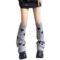 Women Fashion Leg Warmers Star Knit Long Leg Socks Warm Students Girls 90s Boot Socks Party Casual Y2K Streetwear Gift pilka spalva