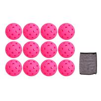 12PCS 74mm 40 Holes Pickleballs PE Plastic High Elasticity Pickleball Outdoor Hole Balls Pink pink