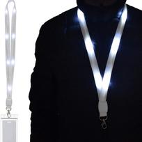 LED šviečiantis kaklo dirželis ID kortelės dėklas Kelionės lanyardai Raktų pakabukas Mirksintys lanyardai Kortelių laikiklis balta