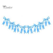Gender Reveal Party Decor 6.7FT Bow Garland, Pre-Strung Satin Ribbon Hanging Bunting Banner Decorations Valentine Day Backdrop for Birthday, šviesiai mėlyna spalva
