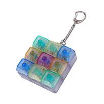 Light-Up Key Switch Fidget Key Holder , 9-Key Transparent Keyboard Tester Keychain, Colorful LED Stress Relief Clicker Toy gray