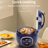 Mini Rice Cooker with Steam Rack 350W 1.8L Nonstick Multifunctional Electric Small Rice Maker for Grain Soup Home Kitchen Deep Blue gray