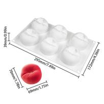 6-Cavity Flat Peach Mousse Cake Mold Food Grade Silicone French Pastry Mold white